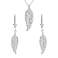 thumbnail image 1 of 14K SOLID WHITE GOLD BOHEMIA BOHO FEATHER PENDANT EARRING SET :  Pendant with 16" chain, 1 of 1