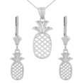 thumbnail image 1 of 14K SOLID WHITE GOLD PINEAPPLE PENDANT EARRING SET :  Pendant with 20" chain, 1 of 1