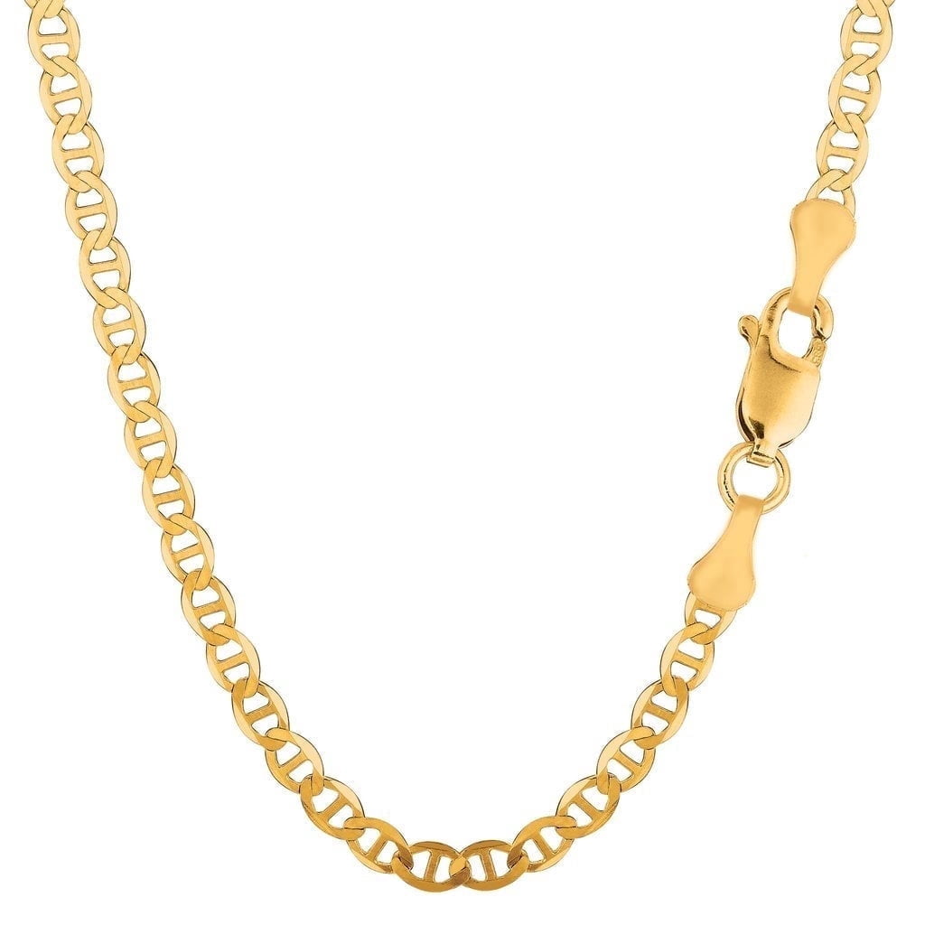 14K SOLID Yellow Gold The Diamond Deal Unisex 14K SOLID Yellow Gold  4.5mm Shiny Mens Mariner-Link Chain Necklace  (  18" inch)
