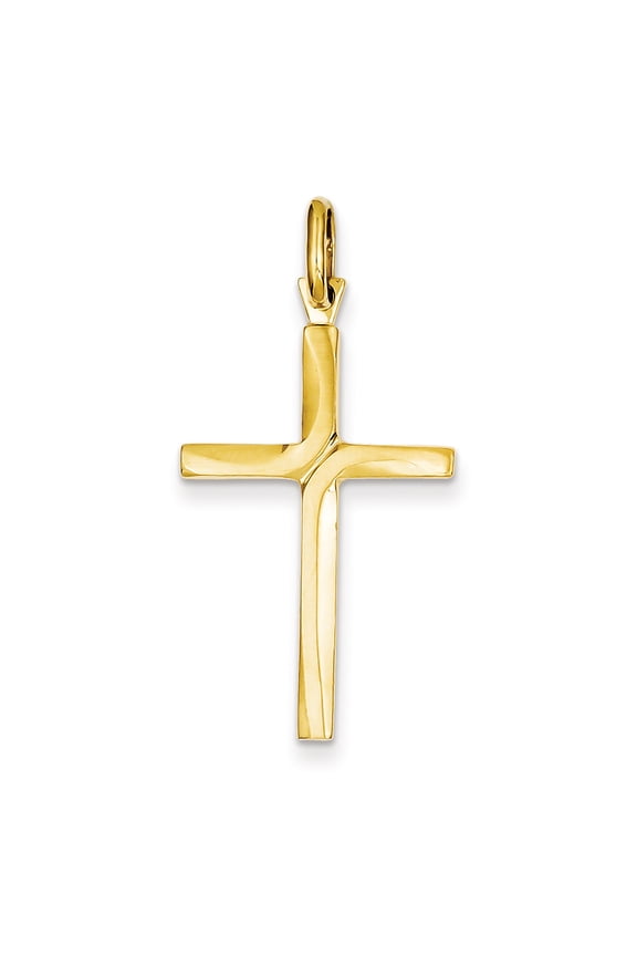 14K Satin Finish Accent Stick Cross Pendant
