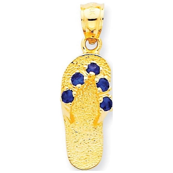 14K September/CZ Birthstone Flip Flop Pendant