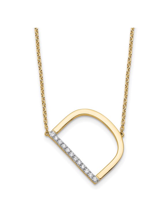 14K Sideways Diamond Initial D 18 inch Necklace