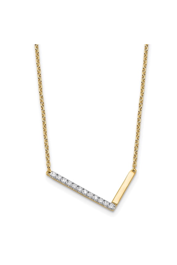 14K Sideways Diamond Initial L Necklace