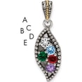thumbnail image 1 of 14K/Silver Two-Tone Sterling Silver & 14K Five-Stone And Diamond Mother's Pendant Semi-Mount (19 X 9) Made In Thailand qmpd40/5, 1 of 5