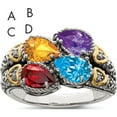 thumbnail image 1 of 14K/Silver Two-Tone Sterling Silver & 14K Four-Stone And Diamond Mother's Ring Semi-Mount (Size 8) Made In Thailand qmr20/4-8, 1 of 5