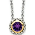 thumbnail image 1 of 14K/Silver Two-Tone Sterling Silver With 14K Accent Amethyst Slide Necklace (18 X 10) Made In Thailand qtc1586, 1 of 6