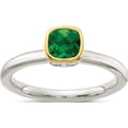 thumbnail image 1 of 14K/Silver Two-Tone Sterling Silver With 14K Accent Created Emerald Ring (Size 8) Made In Thailand qtc1740-8, 1 of 4