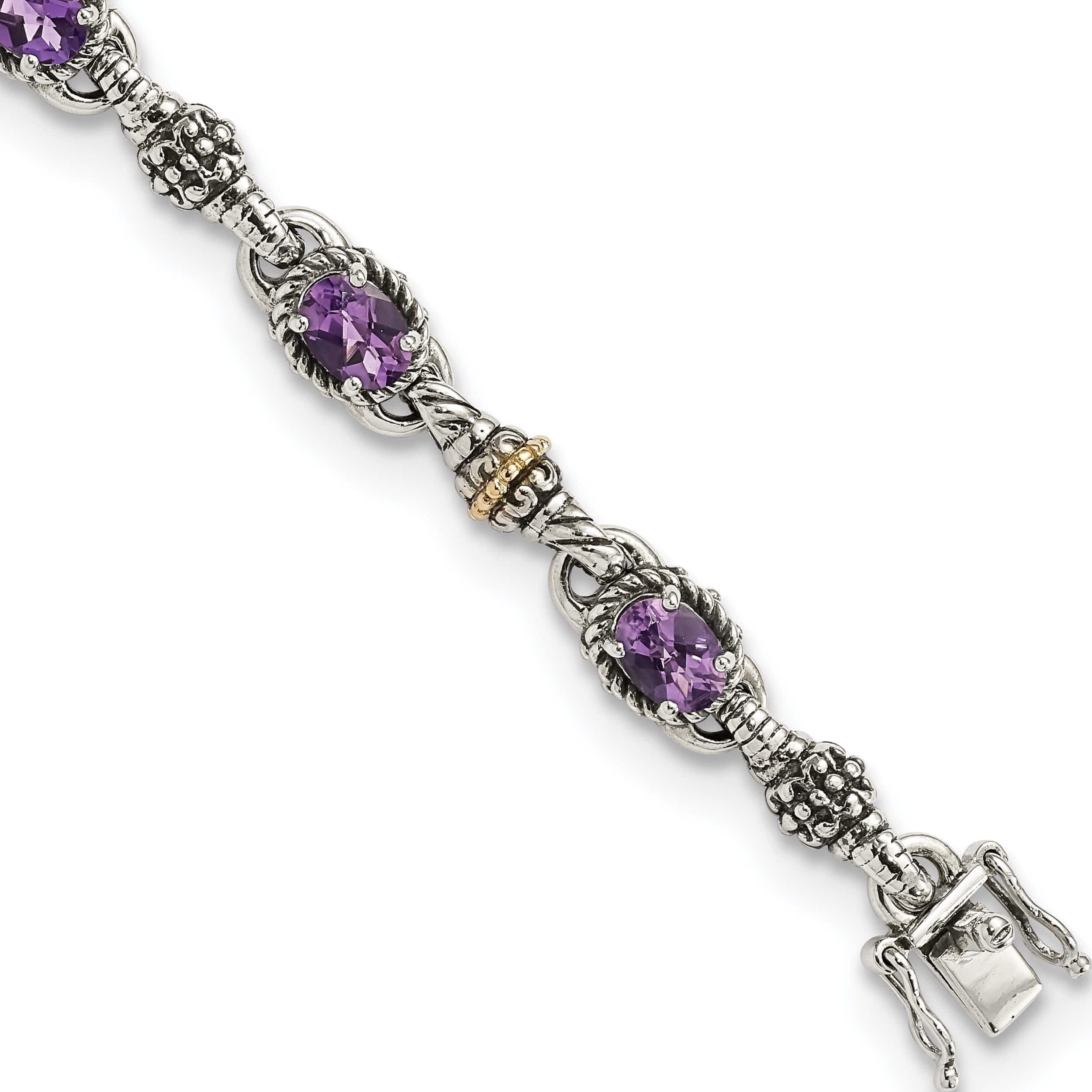 14K/Silver Two-Tone Sterling Silver With 14K Amethyst