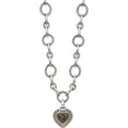 thumbnail image 1 of 14K/Silver Two-Tone Sterling Silver With 14K Black Diamond Heart Drop Necklace (17 X 15) Made In Thailand qtc179x, 1 of 5