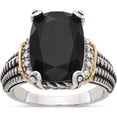 thumbnail image 1 of 14K/Silver Two-Tone Sterling Silver With 14K Black Onyx & White Diamond Ring (Size 6) Made In Thailand qtc1205-6, 1 of 6