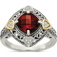 thumbnail image 1 of 14K/Silver Two-Tone Sterling Silver With 14K Diamond & Garnet Ring (Size 8) Made In Thailand qtc668-8, 1 of 5