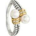 thumbnail image 1 of 14K/Silver Two-Tone Sterling Silver With 14K Fw Cultured Pearl & Diamond By-Pass Ring (Size 6) Made In Thailand qtc67-6, 1 of 5