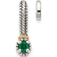 thumbnail image 1 of 14K/Silver Two-Tone Sterling Silver With 14K Polished Created Emerald Chain Slide Pendant (16 X 4.51) Made In Thailand qtc1712, 1 of 5