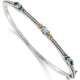 thumbnail image 1 of 14K/Silver Two-Tone Sterling Silver With 14Ky Sky Blue Topaz 3 Stone Bangle (7.25 X 3) Made In Thailand qtc1333, 1 of 5