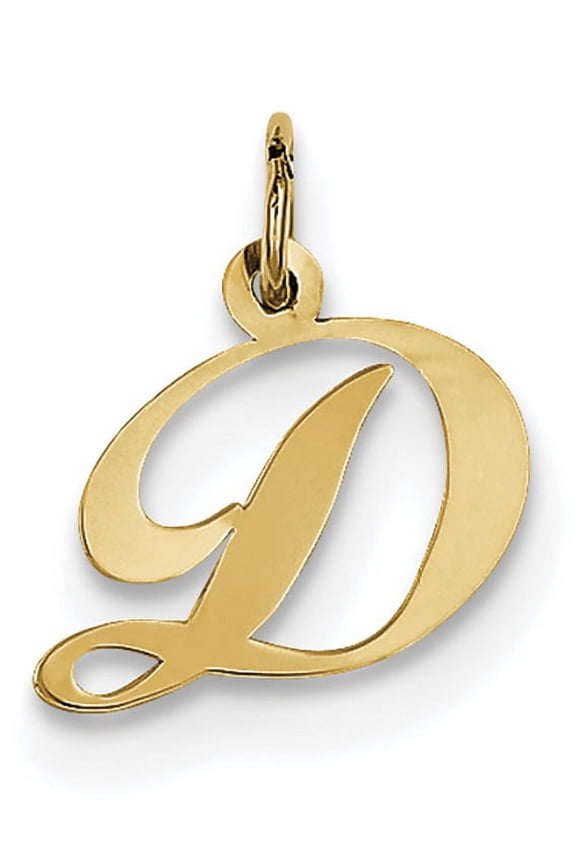 14K Small Fancy Script Initial D Charm