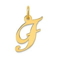 thumbnail image 1 of 14k Yellow Gold Solid Polished Laser-cut Small Fancy Script Letter Name Personalized Monogram Initial F Charm Pendant Ne, 1 of 2