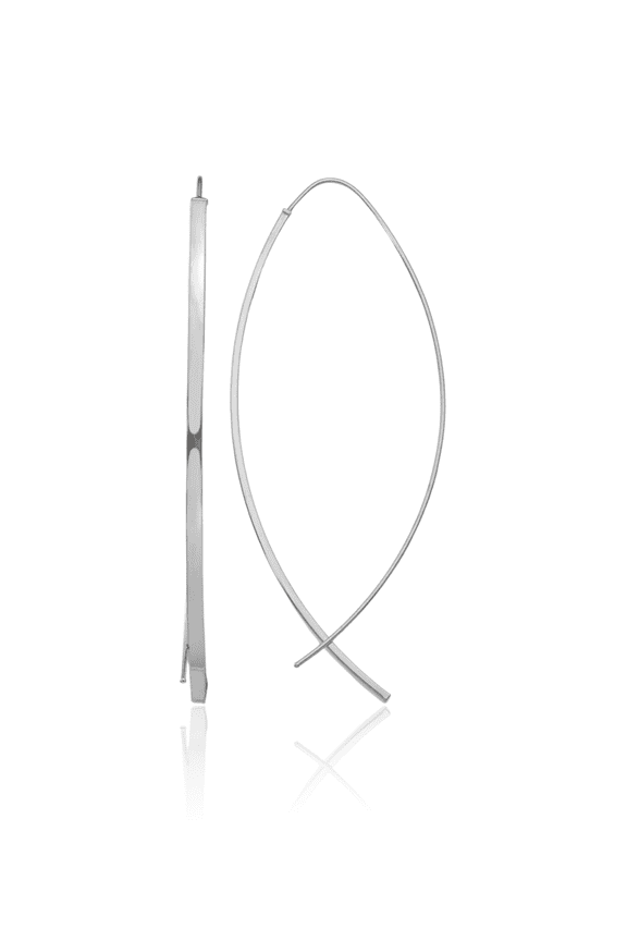 14K Solid 1.75mm Square Tube White Gold Wire Threader Drop Dangle Earrings