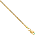 thumbnail image 1 of 14K Solid 2mm Tri Color Pink White Yellow Gold Valentino Chain Bracelet, 1 of 4