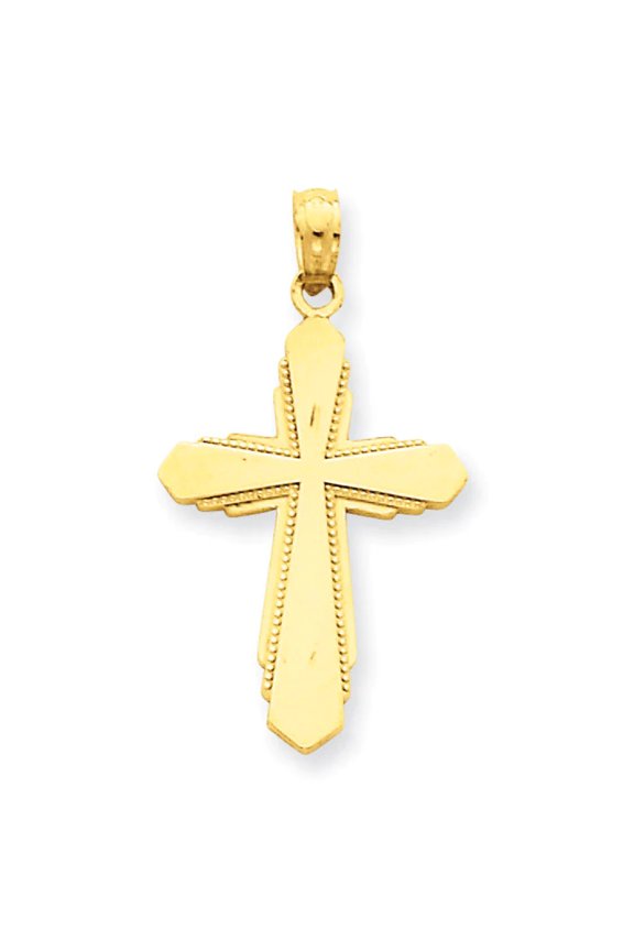 FJC Finejewelers 14k Yellow Gold Cross with Solid Face Bead Trim Charm