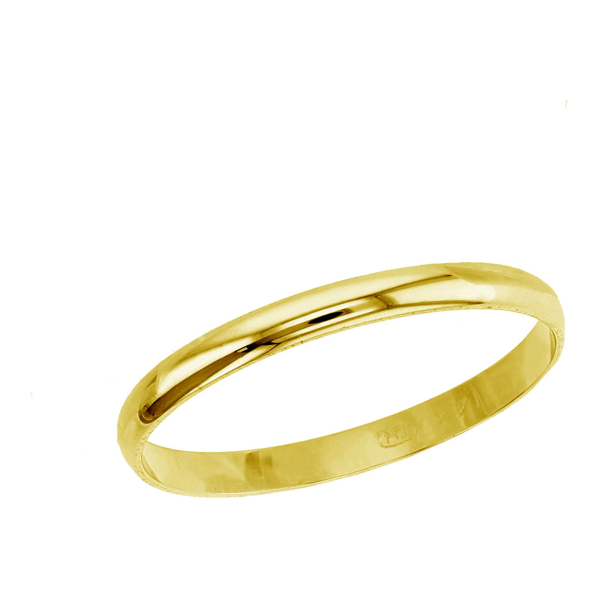 14K Solid Gold 2mm Polished Plain Wedding Band Ring - Walmart.com