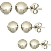 PORI JEWELERS 14K Solid Gold Ball Stud Earrings (3-Pair-Pack) 3MM 4MM and 5MM - Choose a Color