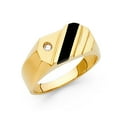 thumbnail image 1 of 14K Solid Gold Black Onyx Oblique set Cubic Zirconia 8 mm wide Men’s Ring (RS 115), 1 of 1