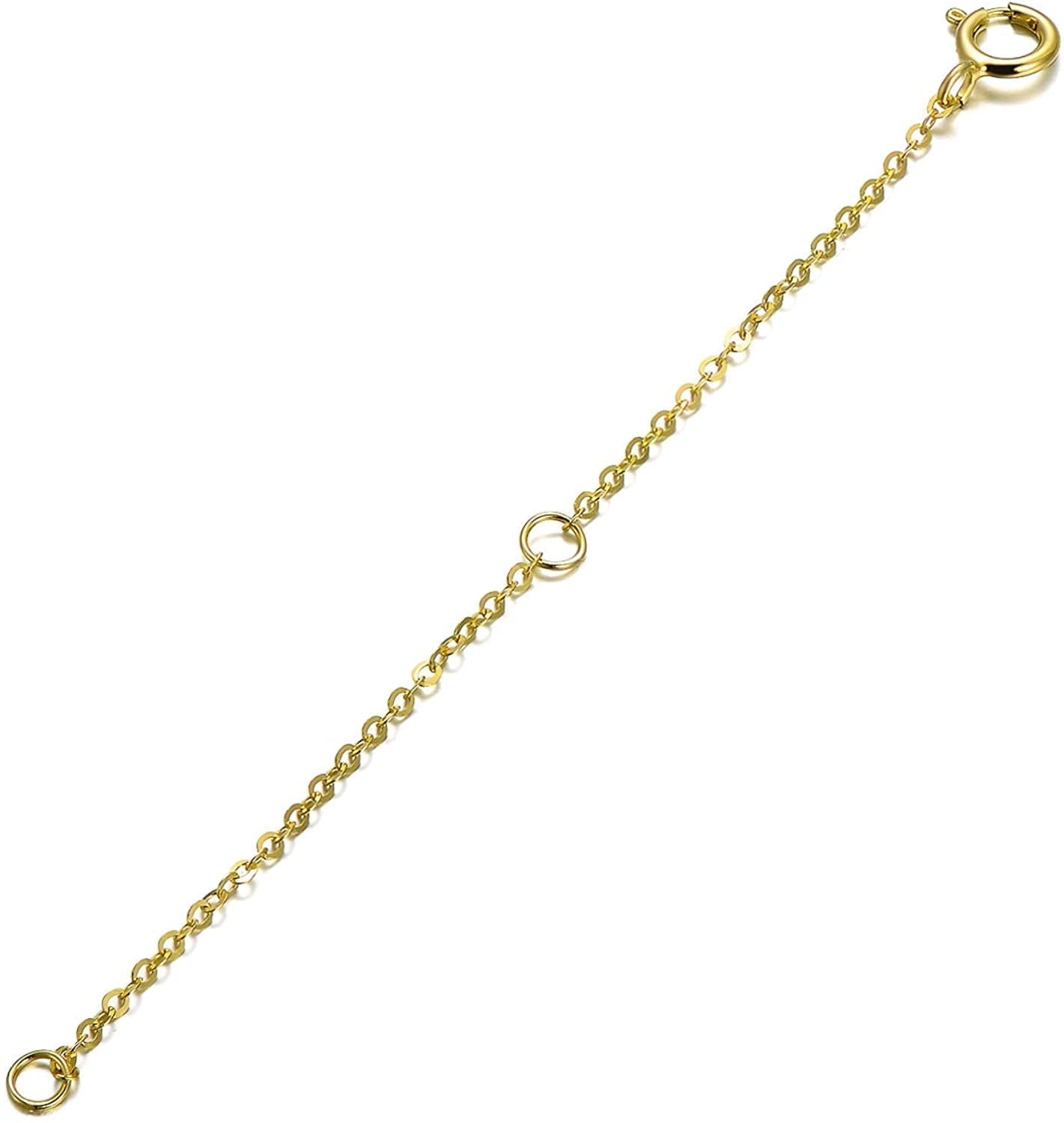 SISGEM 14K Solid Gold Chain Necklace Extender 3 Inch, Delicate Durable Adjustable Gold Chain Extender for Gold Necklace Bracelet