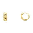 thumbnail image 1 of 14K Solid Gold Diamond Cut Huggies Earrings 3 mm Wide Secured Click top Setting, 1 of 1