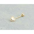 thumbnail image 1 of 14K Solid Gold Heart Shape Belly Button Piercing Natural Diamond., 1 of 5
