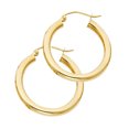 thumbnail image 1 of 14K Solid Gold Hoop Earrings 24 mm diameter 3 mm wide Secured click top settings, 1 of 1