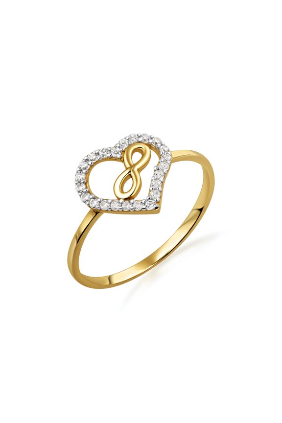 14K Solid Gold Infinity Heart Ring/ Size 5