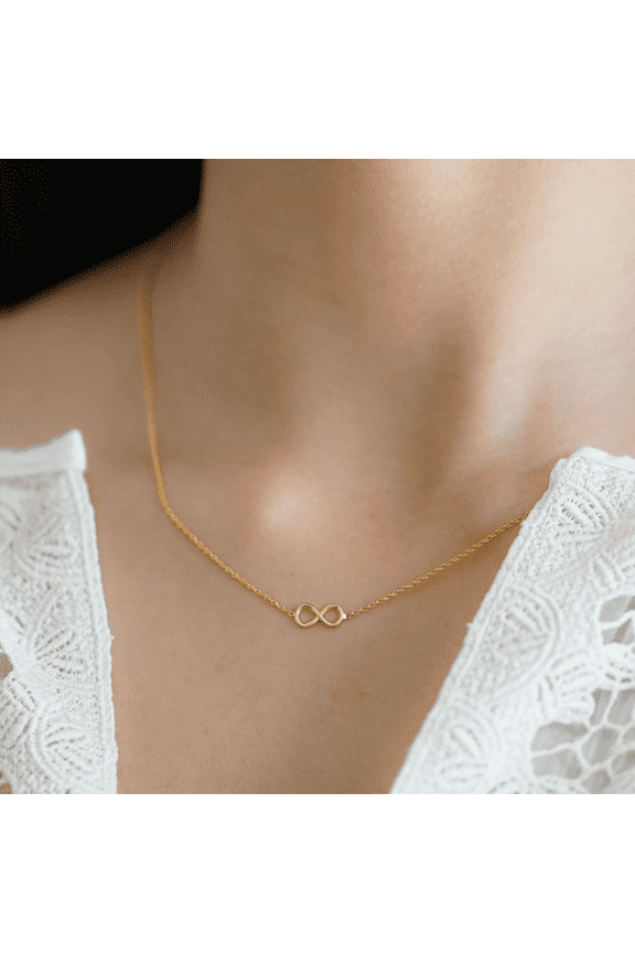 14K Solid Gold Infinity Necklace Wedding Necklace Yellow Gold Infinity Love Gift