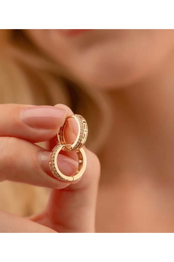 14K Solid Gold Minimalist Tiny Shiny Classic Hoops Huggies