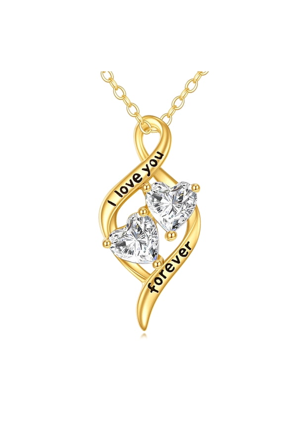 14K Solid Gold Mom Necklace for Women Real Yellow Gold Infinity I Love You Forever Mother Pendant Jewelry Christmas Gifts for Mother Nana Wife