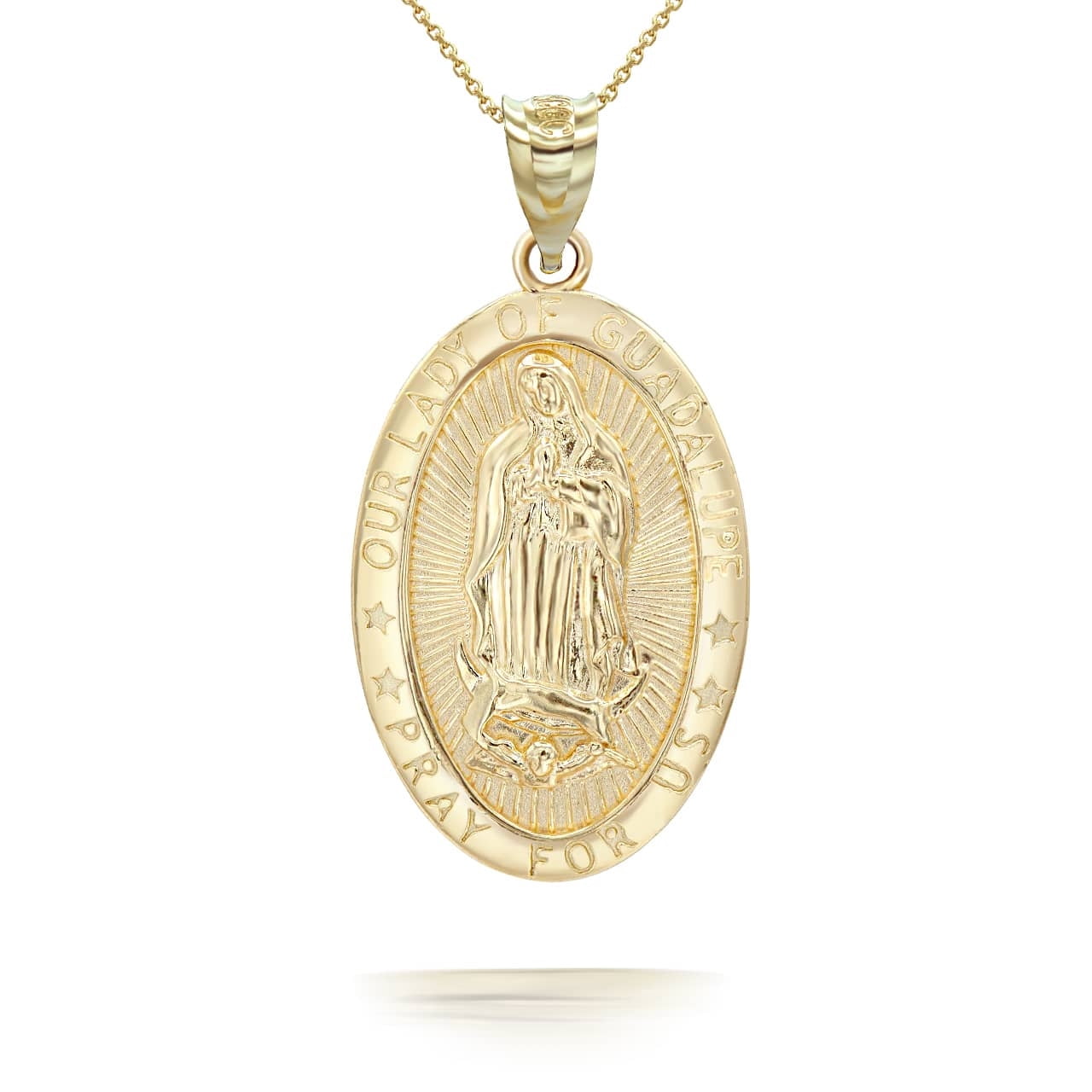 14K Solid Gold Oval Our Lady of Guadalupe Pendant Necklace/ Pendant ...