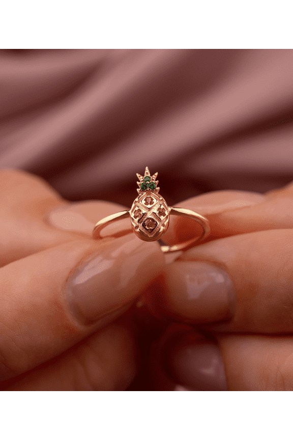 14K Solid Gold Pineapple Ring