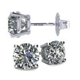 thumbnail image 1 of Central Diamond Center 14K Solid Gold Post & Sterling Silver Made with Swarovski 4 Prong CZ Stud Earrings - Platinum Plated - 5.50mm - 1.50cttw, 1 of 7