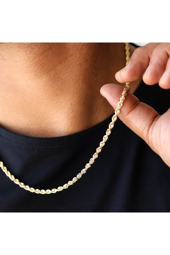 14K Solid Gold Rope Chain Necklace 2mm 16" - 24"