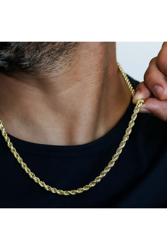 14K Solid Gold Rope Chain Necklace 5mm 16" - 24"