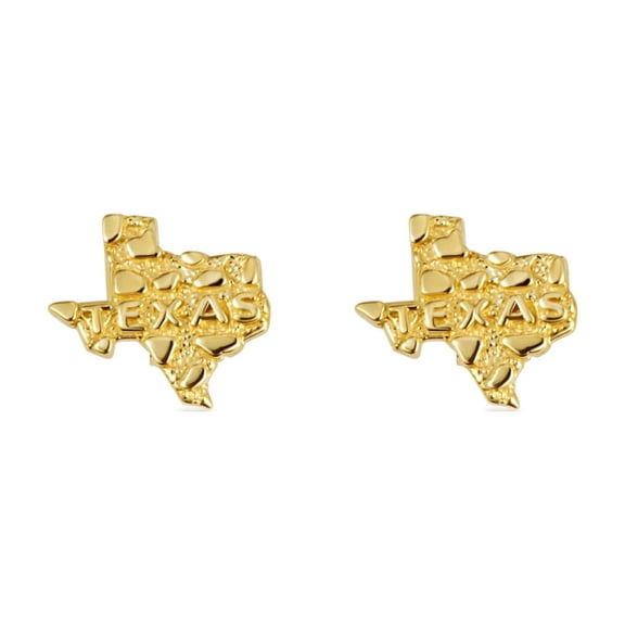 14K Solid Gold Texas State Nugget Stud Earrings