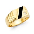 thumbnail image 1 of 14K Solid Gold Twin Black Onyx oblique set Cubic Zirconia 10 mm wide Men’s Ring (RS 125), 1 of 1