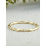 DFZ EXPORTS 3 Stone Yellow Gold Pave Diamond 14k Yellow Gold Wedding Band