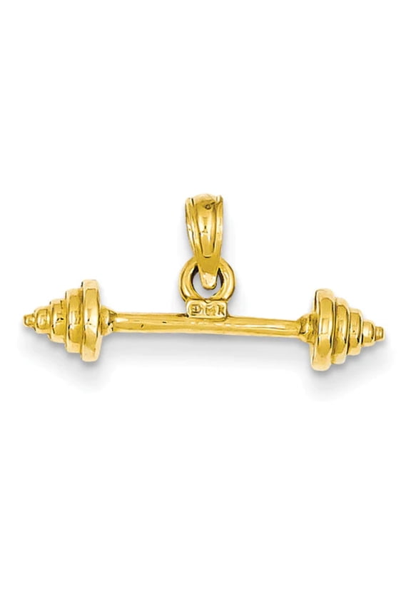 14K Solid Polished 3-D Dumbbell Charm D1455