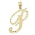 thumbnail image 1 of 14K Solid Real Gold Personalized Cursive Q Initial Pendant, Available in Different Letters Charm with Diamond Cut Gifts for Her with 16 Inch Gold Chain, 1 of 6
