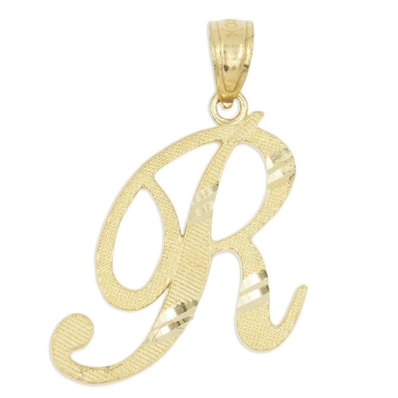 Golden Fire Solid 14k Gold Cursive Initial Pendant - Personalized Jewelry Gifts for Women