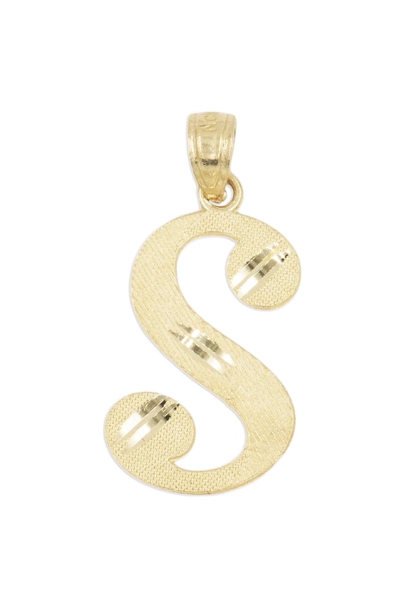 Solid 14K Gold Cursive S Initial Pendant - Personalized Gifts for Women - Golden Fire Jewelry
