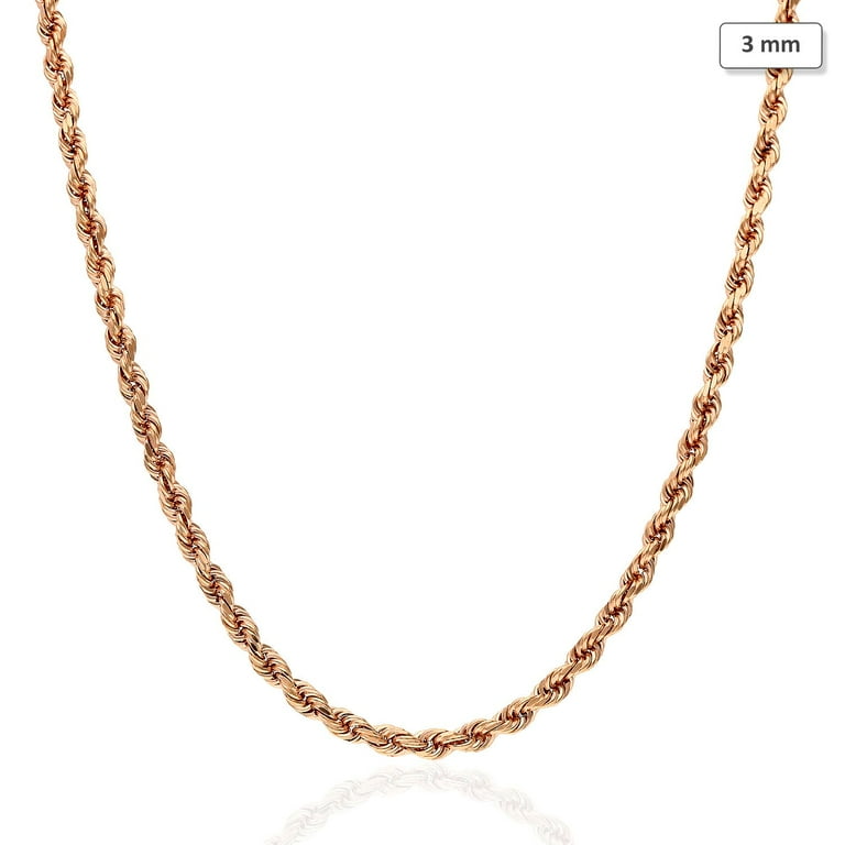 Gold rope deals chain 14k solid