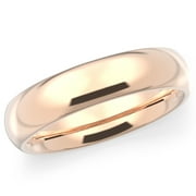 WHITE STAR JEWELS 14K Solid Rose Gold 5mm Plain Men's and Women's Wedding Band Ring