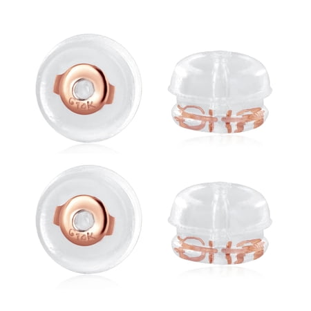 GEMSME 14K Rose Gold Earring Backs Silicone Rubber Plastic Ear Piercing Earing Backings Replacement for Stud Drop Fishook Hypoallergenic Stopper