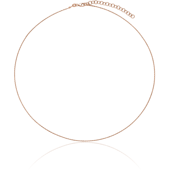 14K Solid Rose Pink Gold 0.75mm Neck Collar Neckwire Chain Cuff Choker Necklace